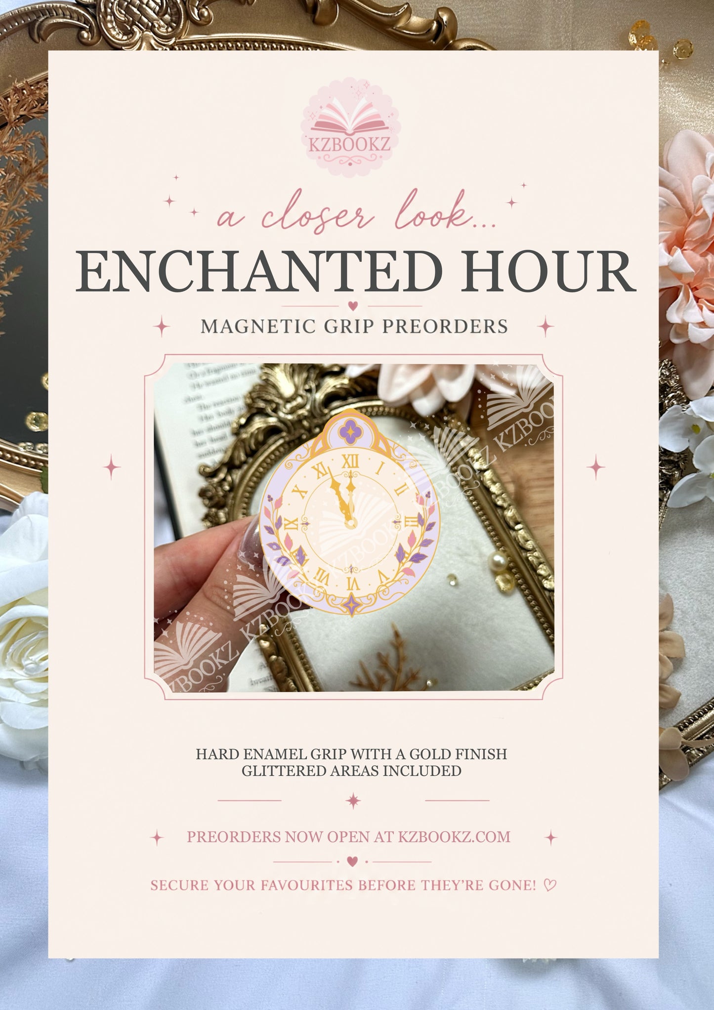 PREORDER - Enchanted Hour Magnetic Grip (Gold Finish & White Base)